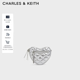 CHARLES&KEITH菱格爱心链条单肩斜挎包包女包送女友生日礼物CK2-80151353 Silver银色 S