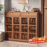 安尔雅新中式鞋柜门口简易鞋架家用收纳透气大容量多层玄关柜 四门带抽