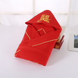 鹏优婴儿纯棉包被新生儿抱被春秋冬夹棉宝宝襁褓抱毯红色包巾福字被子 福字鱼大红春秋100g薄棉款