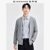 佐丹奴情侣装毛衣男女装精梳纯棉可机洗纯色V领针织开衫13054668