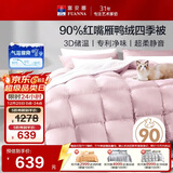 富安娜羽绒被 90%灰鸭绒被子 单人四季被芯春秋被 400g填充 152x210cm