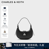 CHARLES&KEITH三角扣新月包腋下包单肩包包女包女友生日圣诞礼物CK2-50271205 Noir黑色 S