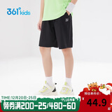 361°儿童短裤夏季男女童3-12岁透气运动裤梭织五分裤 黑 150