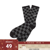 VANS范斯官方 男子袜子经典棋盘格长袜 黑色/炭灰色 均码24-26cm