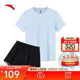 安踏速干套装丨运动短袖短裤两件套女夏季冰丝跑步吸湿透气羽毛球服