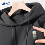回力（Warrior）连帽卫衣男春秋国潮帽衫休闲重磅外套男士宽松运动上衣 深灰 XL