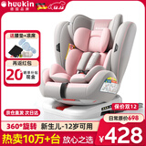 Heekin德国 儿童安全座椅汽车用0-4-12岁婴儿宝宝360度旋转ISOFIX硬接口 时尚粉(ISOFIX+360度旋转)