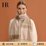 HR赫莲娜品牌羊毛围巾女秋冬季2025新款保暖围脖生日礼物送女生女友 灰奶格【品牌专柜礼盒】