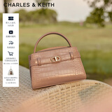 CHARLES&KEITH鳄鱼纹凯莉包手提斜挎婚包包女包生日礼物圣诞礼物CK2-50270880-1 BLUSH浅红色 S