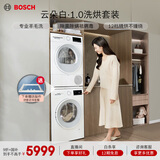 博世（BOSCH）云朵白1.0大容量 热泵烘干  家电国家补贴20% 洗烘套装WGA152000W+WQE252U0AW