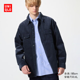 优衣库男装女装灯芯绒工装衬衫长袖衬衣休闲复古480295 68 深蓝色 L