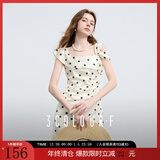 三彩独醒2025夏季新款法式复古温柔风波点方领连衣裙收腰长裙F 米白色几何 S 155/80A