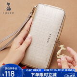 金狐狸（FOXER）牛皮女士钱包大容量长款卡包钱票夹手拿包零钱包圣诞节礼物送女友