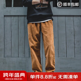 马登工装美式复古垂感灯芯绒长裤子男秋冬新款直筒修身显瘦男士休闲裤 琥珀色 【男裤冬季厚款/男士裤子/美式工装裤/长裤】 M