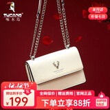 啄木鸟（TUCANO）包包女款2025年牛皮时尚单肩斜挎包女链条包实用生日圣诞新年礼物 米白银鹿【实用生日礼物送女友】