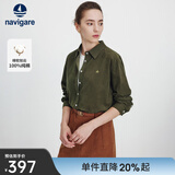 Navigare意大利小帆船女士长袖衬衫2025秋季新款棉质亲肤衬衣灯芯绒上衣 柚木色 M