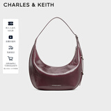 CHARLES&KEITH复古柔软新月包腋下包斜挎包生日礼物新年礼物送女友CK2-40782526 Wineberry Red紫红色 中包