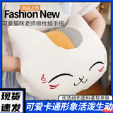 暖手捂抱枕三合一猫咪老师暖手捂抱枕办公室午睡腰靠帐猫咪玩偶 白色眯眼 含枕芯 暖手捂（可插手）