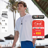 HAZZYS哈吉斯男女装 夏季【情侣款】圆领上衣简约纯色百搭短袖T恤 白色WT -男款 XL （180/100A 50） 男