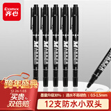 齐心（Comix）小双头防水速干勾线笔油性笔物流记号笔大头笔马克笔12支/盒 工具 黑色 EM829