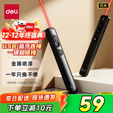 得力（deli）充电款激光翻页笔蓝牙/USB连接 教师用翻页笔PPT演讲笔投影遥控器无线演示笔 灰色金属喷漆NS100-1