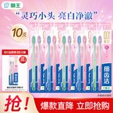 狮王（Lion）细齿洁经典牙刷国产细毛 软毛 超细毛深入清洁呵护牙龈成人家庭装 晶彩小头软毛牙刷 10支 (两支/板*1)