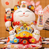 侑家良品 12寸招财猫 热门商品招财摆件乔迁开业礼物自动摇手大号发财猫