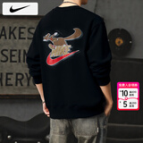 耐克（NIKE）男士卫衣2025冬季新款运动服装圆领外套休闲套头衫保暖加绒卫衣男 内里加绒/后背印花/晒图退10 2XL 【185】体重170~190斤左右