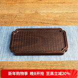容山堂茗末黑檀木小茶盘整块实木雕刻竹编茶台壶承家用小号茶盘 黑檀木竹编干泡台-竹报平安