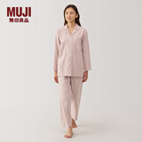 MUJI 女式 无侧缝 法兰绒睡衣 女士居家服套装 女款冬季纯棉 浅粉红色 S 上装155/80A 下装155/62A