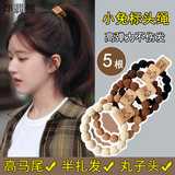 烨翡俪5根小兔标加粗发圈高弹力皮筋女孩扎头发头绳学生发绳高马尾发饰