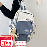 viney高中书包初中女大学生小学生4-6年级儿童ins韩版双肩包15.6英寸电脑背包大容量时尚潮流休闲旅行包高颜值轻便减压减负简约