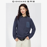 佐丹奴摇粒绒卫衣女新款套头衫拼布假袋宽松圆领抓绒上衣05325816