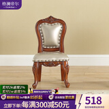 格澜帝尔（growdear） 小椅子欧式客厅真皮凳小圆凳子宝宝换鞋凳家用沙发凳实木靠背椅 雕刻靠背香槟金370*360*705大款 30cm 雕刻小款