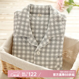 眠岛2025年秋季新款加厚夹棉冬款情侣睡衣女日系春季格子空气层家居服 男款 灰格LZ1253 L