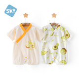 舒贝怡2件装婴儿衣服夏季新生儿连体衣短袖哈衣男女宝宝爬爬服 黄色73