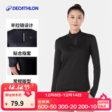 迪卡侬（DECATHLON）速干衣速干长袖女春夏季跑步长袖瑜伽服宽松训练健身服运动T恤 经典黑（基础款） M