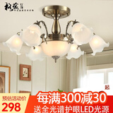 格蕴美式吊灯简约大气客厅灯欧式田园古铜餐厅卧室灯北欧复古灯具 青古铜色6头*全光谱护眼