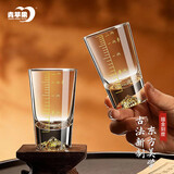 青苹果新年手握金山白酒杯精致二两杯6只装 加厚水晶玻璃带刻度观山杯