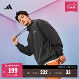 adidas情侣加绒加厚宽松连帽长袖套头卫衣男女秋冬阿迪达斯轻运动 碳黑   L