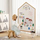 SOFS儿童画板磁性可擦写双面小黑板家用宝宝涂鸦写字板白板画画板画架 【屋型】XL码 移动底座