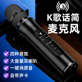 听声者 K6L无线蓝牙话筒音响一体麦克风家庭ktv专用电视手机k歌户外动圈麦变声器大音量唱歌神器练歌 黑色 官方标配