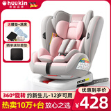 Heekin德国 儿童安全座椅汽车用0-4-12岁婴儿宝宝360度旋转ISOFIX硬接口 时尚粉(ISOFIX+360度旋转)