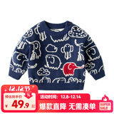嘟嘟家儿童毛衣秋装男童保暖打底衫宝宝秋季休闲毛线衣女童针织圆领上衣 蓝色 110