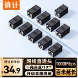 值计网线对接头转接头 千兆网络延长连接器 RJ45网口直通头水晶头模块适用5/6/7类网线 10个 W108-10