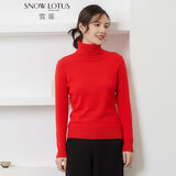 雪莲（SNOW LOTUS）秋冬新款山羊绒女士纯色简约套头高领针织衫羊绒衫女 R242 红色 S 100