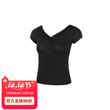 Sansha 芭蕾舞蹈练功服上衣女形体跳舞服装短袖现代拉丁古典 黑色 L 