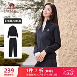 骆驼（CAMEL）立领长袖运动服女装休闲卫衣两件套装 C24CARLG644 幻影黑 L