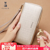 金狐狸（FOXER）牛皮女士钱包大容量长款卡包钱票夹手拿包零钱包圣诞节礼物送女友