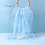 畅印婴儿宝宝外出防风盖纱巾儿童薄款丝巾出门蒙头透明挡风遮阳婴儿车 浅蓝70*70cm